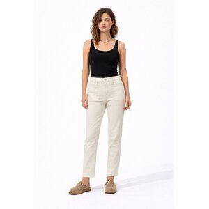 MOTHER JEANS the patchie off white cream ankle 25 patch pockets slim straight